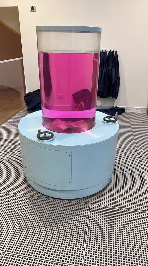 Coloured water swirling in the Colored Vortex tank