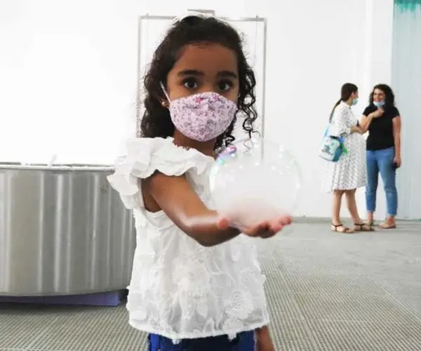 Misty Soap Bubbles exhibit with fog-filled bubbles