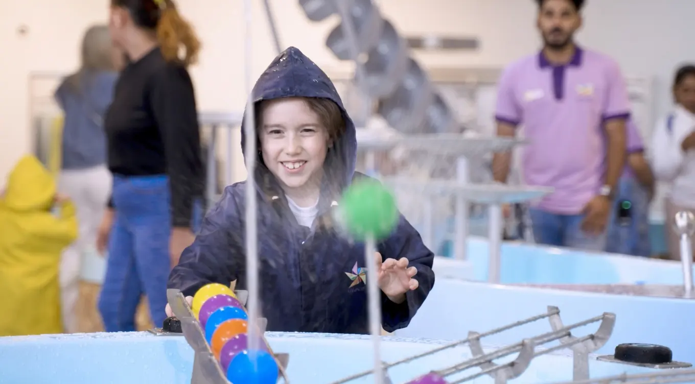 Overview of the themed water play zone at Xdistrikt