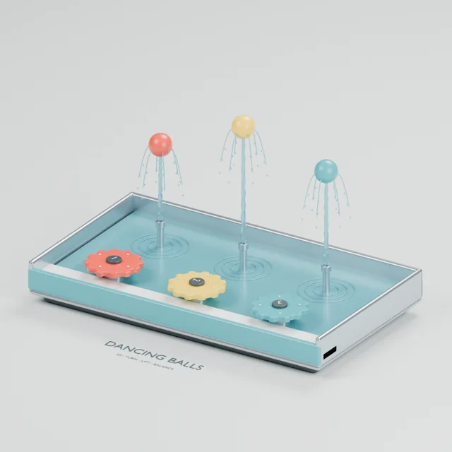 Dancing Balls water table concept, perspective render
