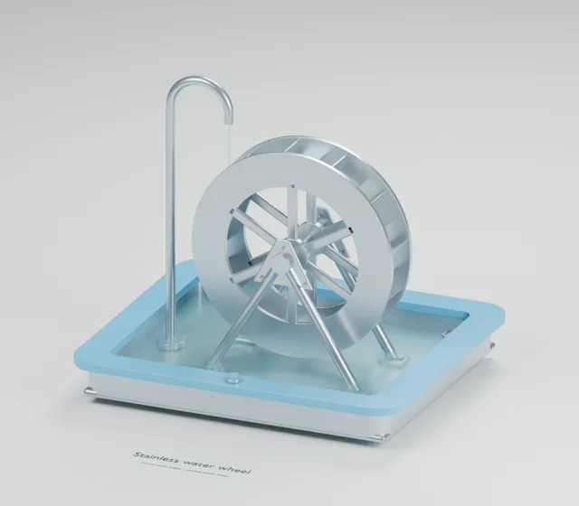 Water Wheel water table concept, perspective render